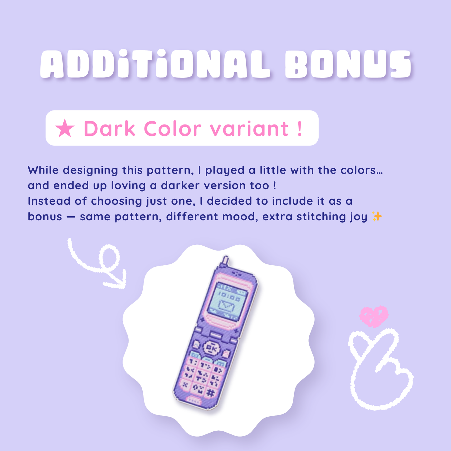 Cross Stitch Bookmark Pattern : Kawaii Pastel Retro Flip Phone (PDF)