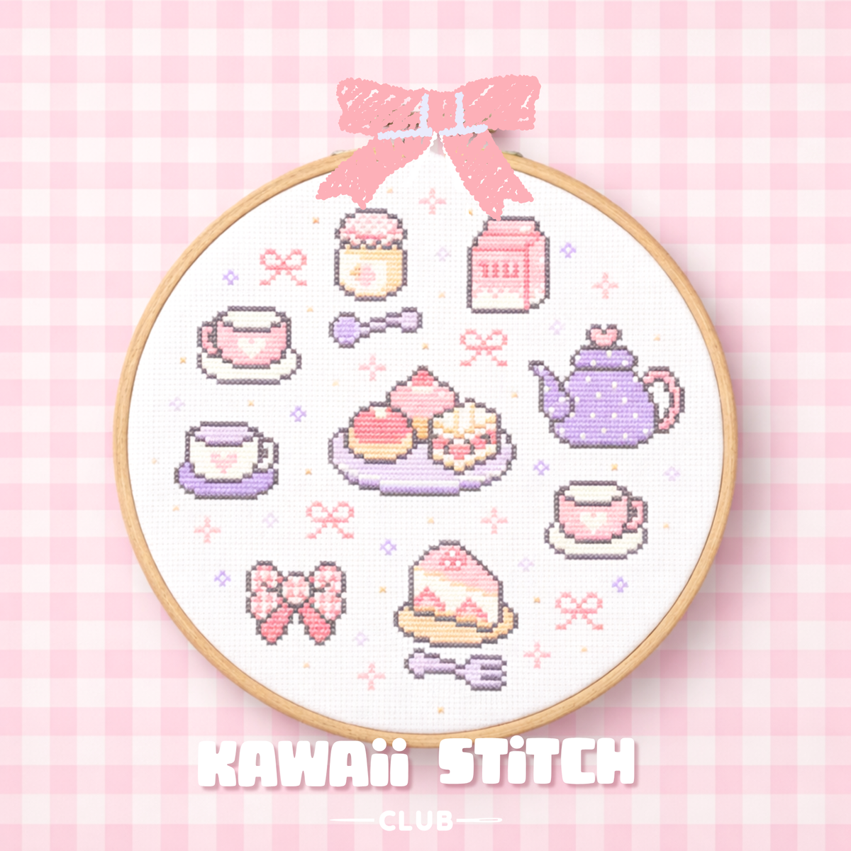 Cozy Tea Time Cross Stitch Pattern : Kawaii Teapot, Teacup & Cake Collection (PDF)