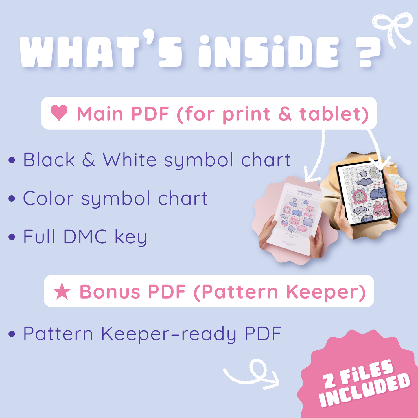 Kawaii Mini Cross Stitch Pattern : Dreamy Pastel Bedtime Collection with Sleepy Cat & Moon (PDF)
