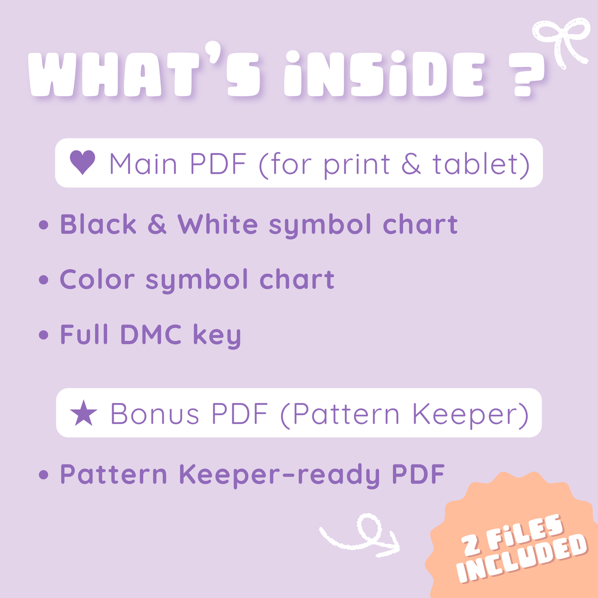 PDF contents: color and black-and-white turkey charts, DMC key and Pattern Keeper file