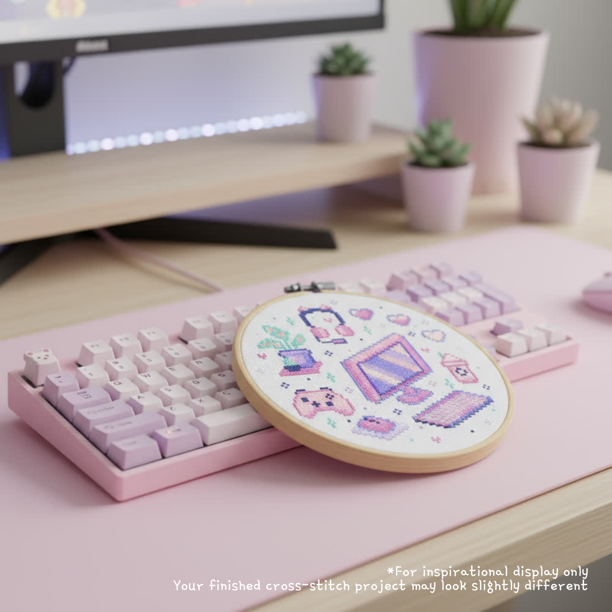 Kawaii Gaming Cross Stitch Pattern Pastel Pixel Art Gamer Girl Collection (PDF)
