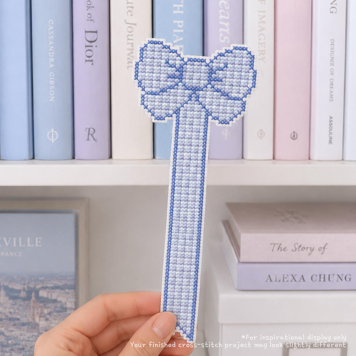 Coquette ribbon bookmark cross stitch pattern PDF