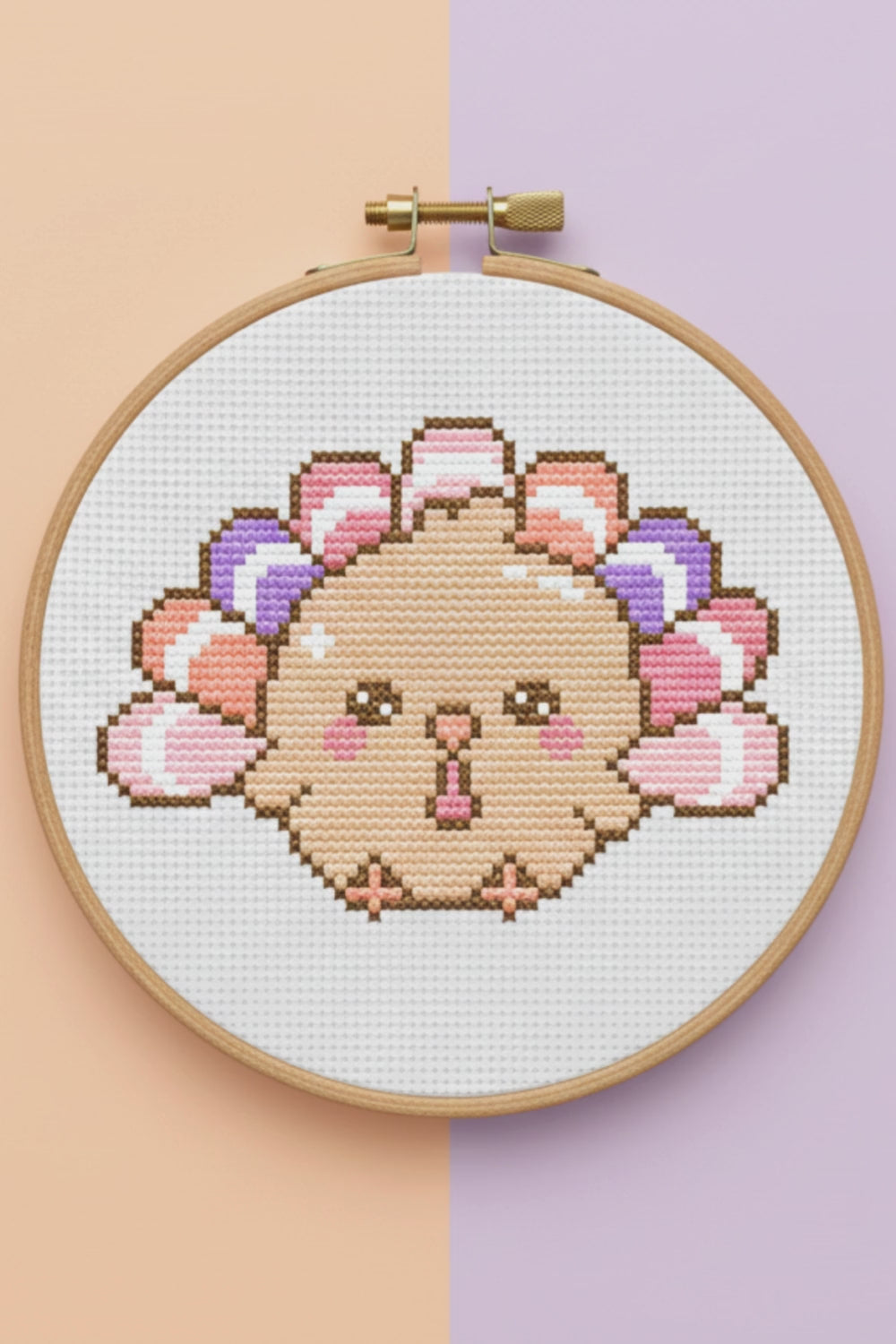 Video preview of the kawaii turkey cross stitch pattern