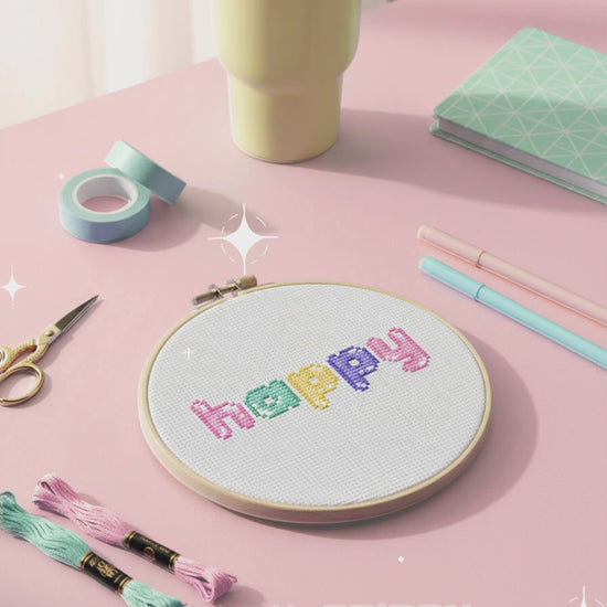 Video preview of the lowercase bubble alphabet cross stitch pattern
